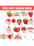 Strawberry Hanging Swirls 20pcs Ceiling Streamers for Birthday & Shower Party