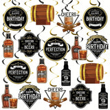 Whiskey Birthday Party Hanging Swirls for Men Aged to Perfection