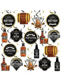 Whiskey Birthday Party Hanging Swirls for Men Aged to Perfection