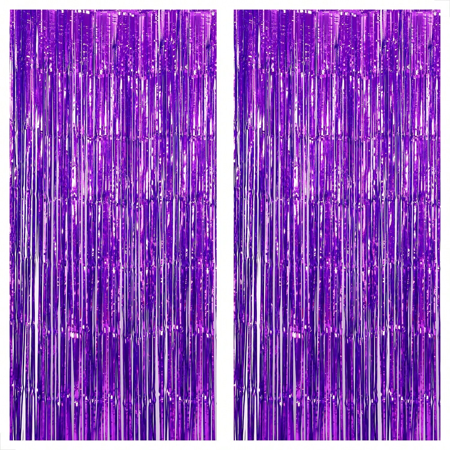 Xtralarge Purple Foil Fringe Curtain 2pcs 8x6.4ft Party & Event Decor