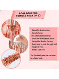 Xtralarge 6.4x8ft Rose Gold Fringe Curtain Pack of 2 for Party Decor