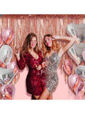 Xtralarge 6.4x8ft Rose Gold Fringe Curtain Pack of 2 for Party Decor