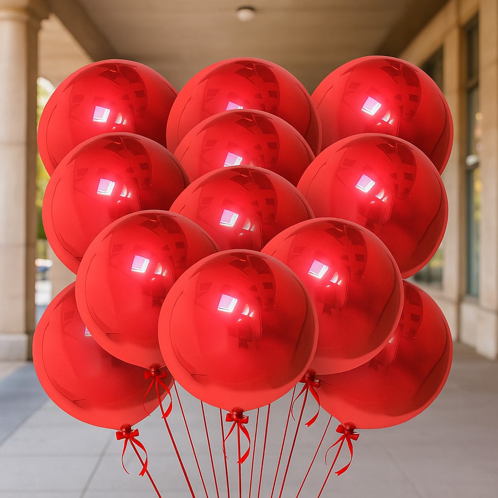 12pcs 22" Metallic Red 4D Sphere Balloons for Christmas Parties