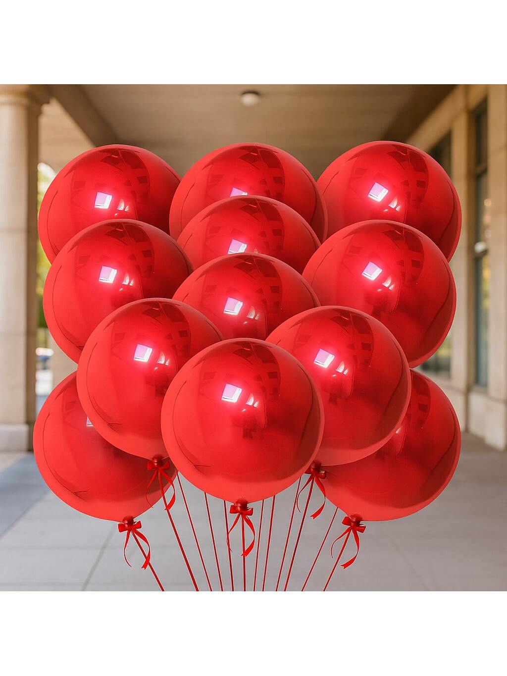 12pcs 22" Metallic Red 4D Sphere Balloons for Christmas Parties