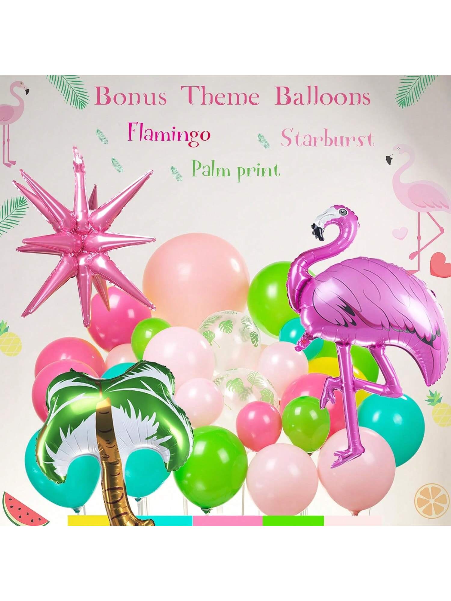 Tropical Flamingo Balloon Garland Kit For Summer Luau Birthday Decorations