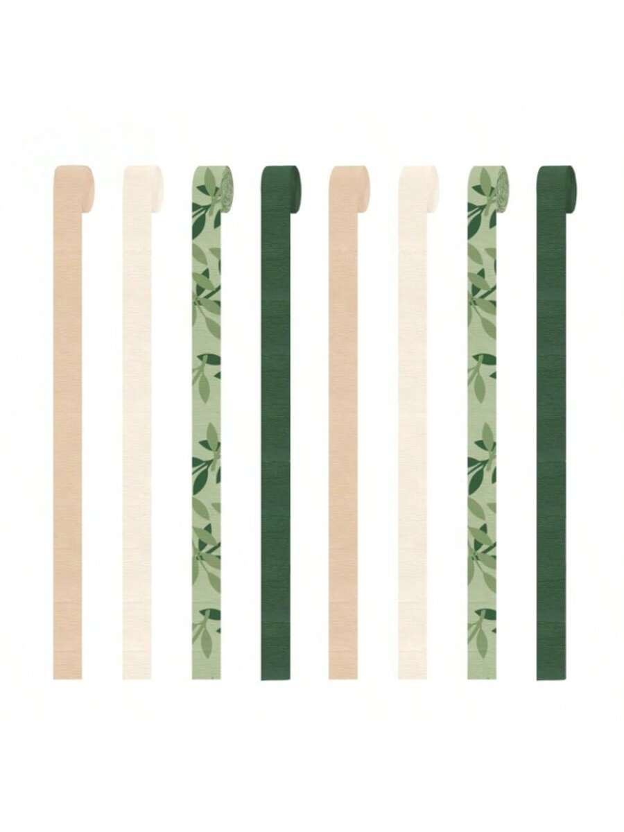 8 Rolls Olive Green Crepe Paper Streamers 82ft for Party DIY Decorations