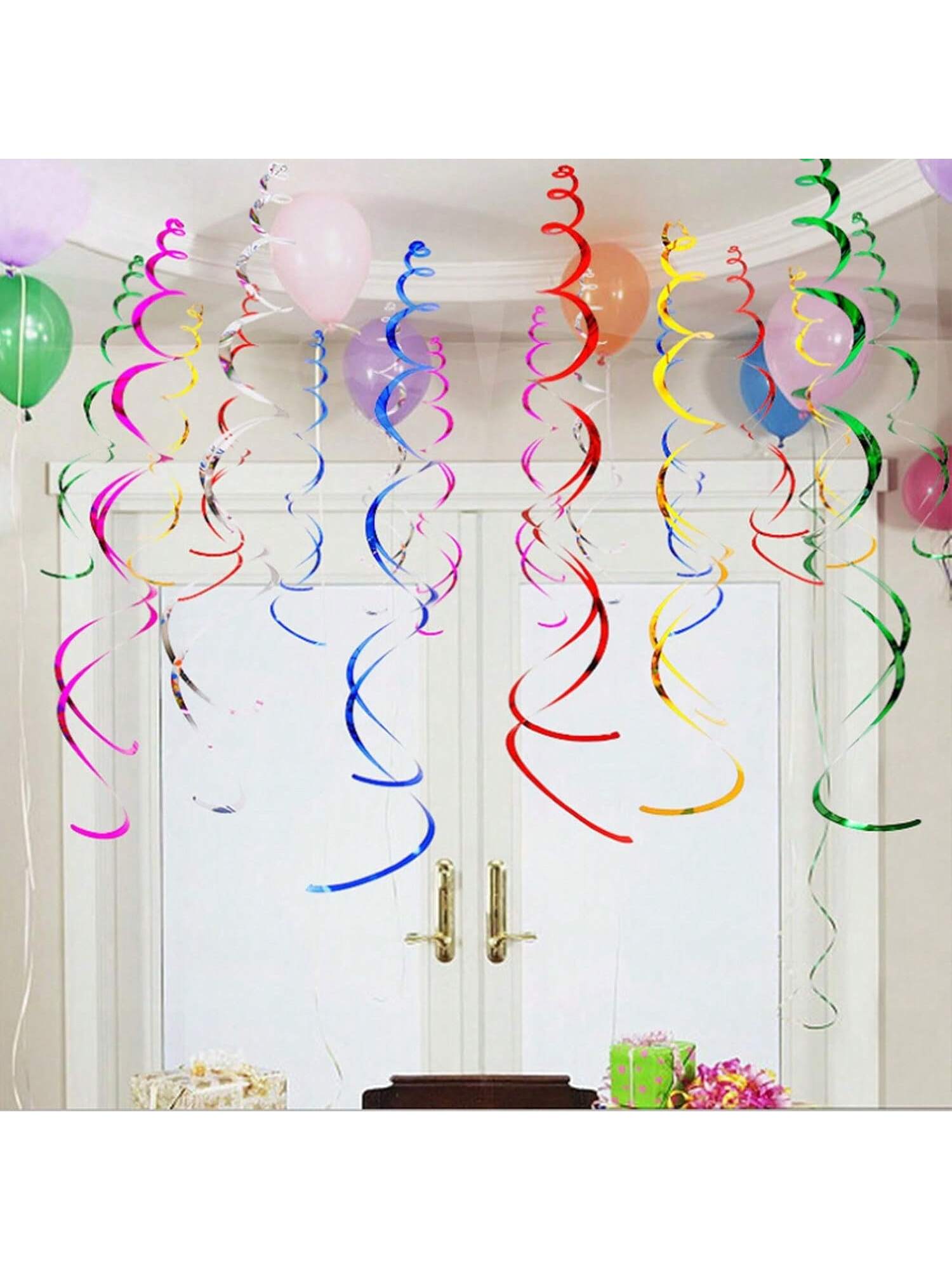 Blue & Silver Party Hanging Swirls 20pcs Ceiling Decor
