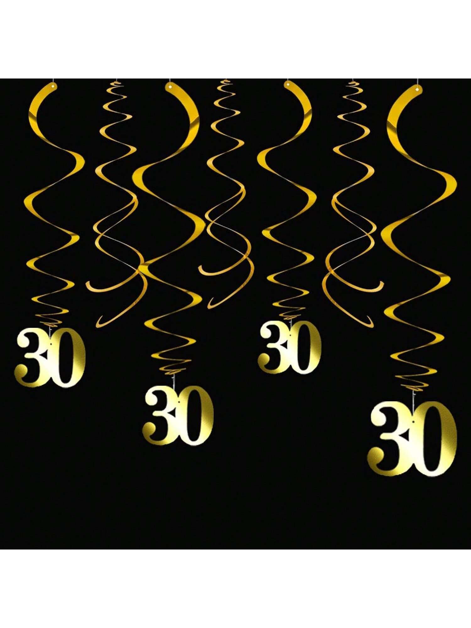 Gold 30th Birthday Hanging Swirls 20pcs Party & Anniversary Decor