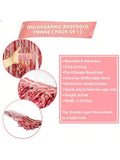 Holographic Rose Gold Backdrop 3.2x8 Ft Fringe Curtain for Party Decor