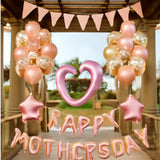 Happy Mothers Day Balloon Set Pink Rose Gold Banner Party Decor