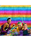 Rainbow Metallic Fringe Curtain 2pcs 6.4x8ft Birthday & Pride Decor