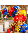 156PCS Blue Yellow Red & Gold Balloon Arch Kit with Star Balloons for Parties