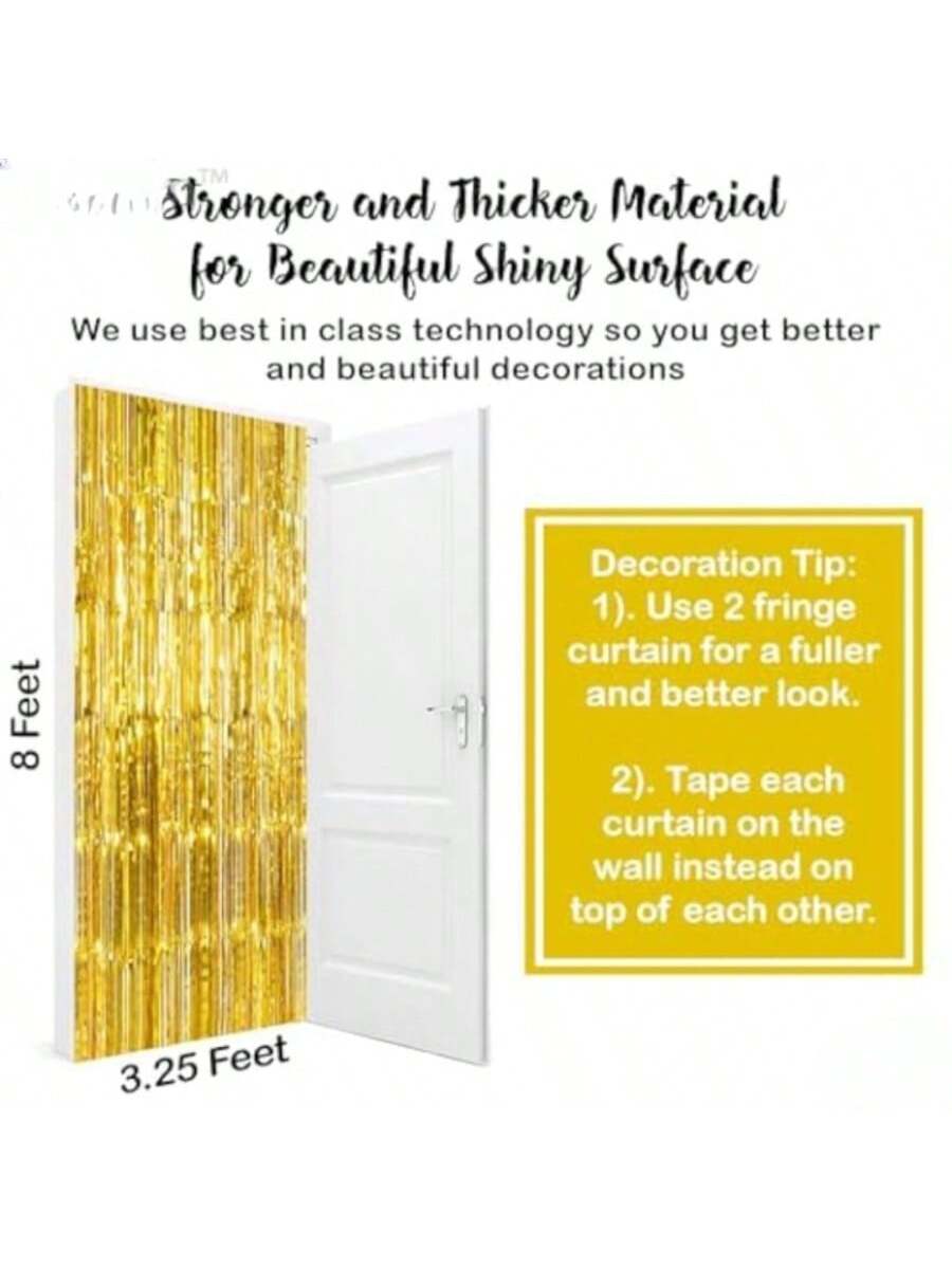 Xtralarge Gold Foil Fringe Curtain 2pcs 6.4x8ft Party & Event Decor