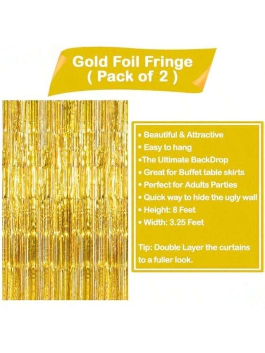 Xtralarge Gold Foil Fringe Curtain 2pcs 6.4x8ft Party & Event Decor