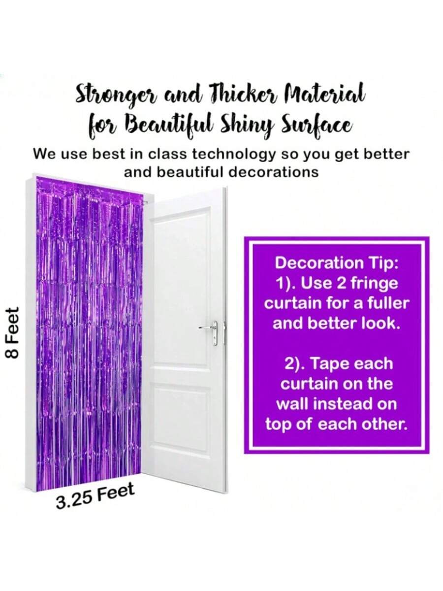Xtralarge Purple Foil Fringe Curtain 2pcs 8x6.4ft Party & Event Decor