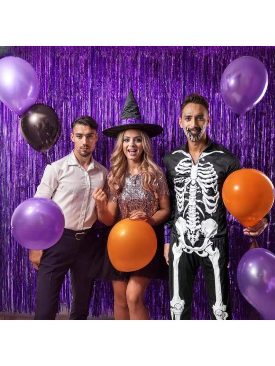 Xtralarge Purple Foil Fringe Curtain 2pcs 8x6.4ft Party & Event Decor