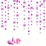 Hot Pink 10th Birthday Decorations with Number 10 Metallic Garland and Banner