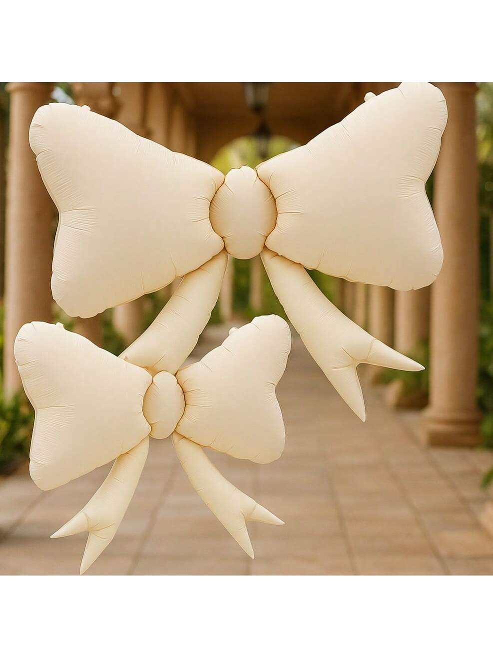4 Pc Large Cream White Bow Balloons for Bow-Themed Birthday Party Decor