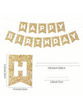 Gold Happy Birthday Banner Garland for Kids and Adults Party Wall or Door Decor