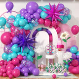 Pink Teal Blue Balloon Arch Kit with Confetti Balloons for Party Decor
