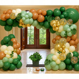 Jungle Arch Kit 148pcs Sage And Brown Balloons With Palm Leaves For Party