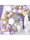 130PCS Purple Balloon Garland Kit with Lavender and Gold Confetti for Parties
