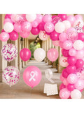 108pcs Breast Cancer Awareness Balloon Arch Kit Pink Ribbon Foil & Confetti Balloons