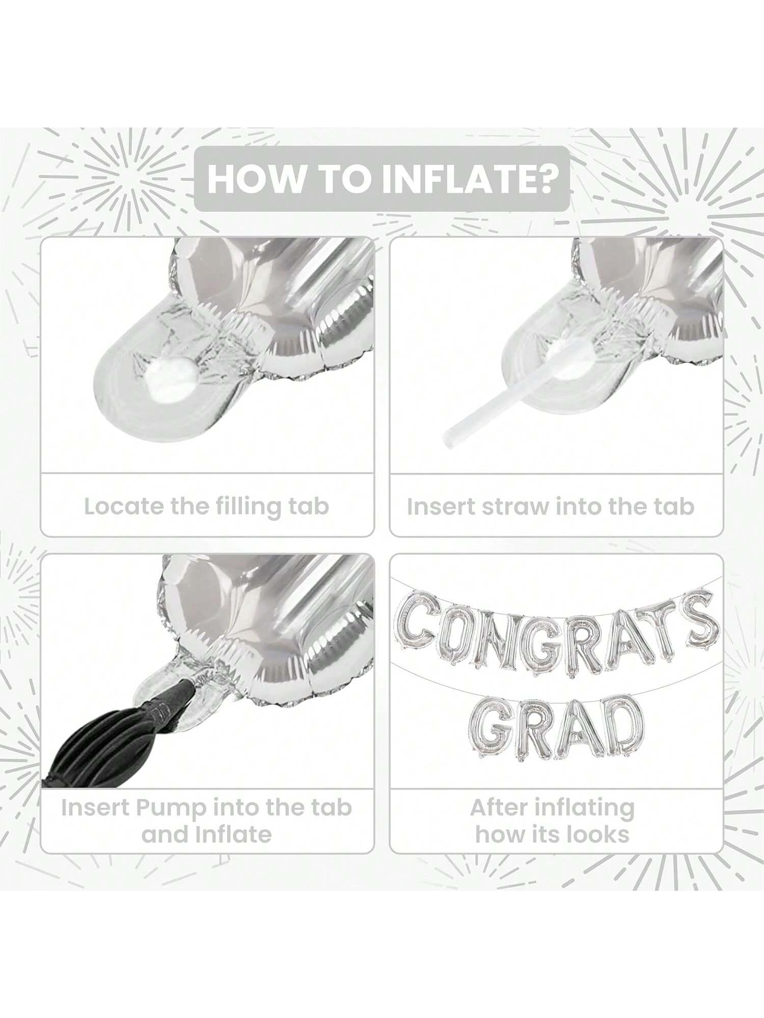16in Silver Congrats Grad Balloon and Banner for Graduation Party Decor
