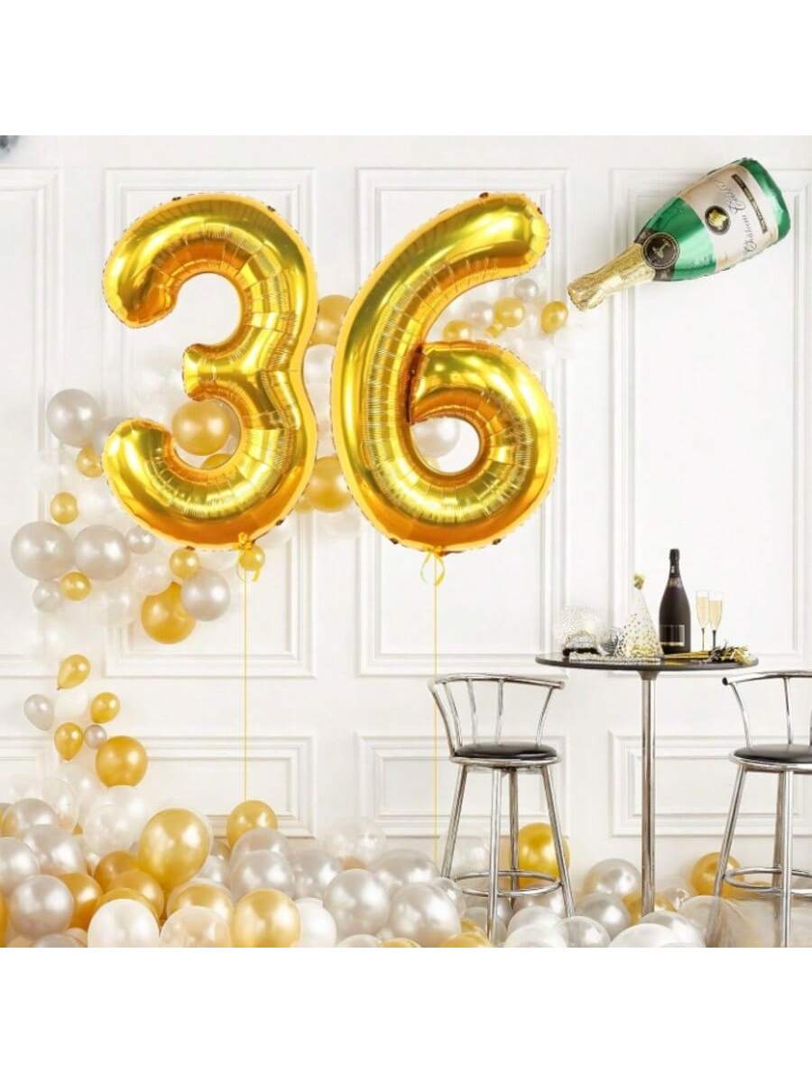 40in Giant Gold 36 Number Balloon for 36th Birthday Decorations for Men