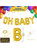 Gold Oh Balloon Banner 16 Inch Letter Balloons for Gender Reveal Decor