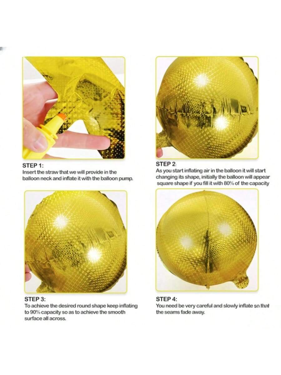 6-Pack 22-Inch Large Gold Metallic Balloons for Disco and NYE Party Decor