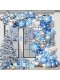 Winter Wonderland Balloon Arch Kit with Blue, Silver, and White Balloons
