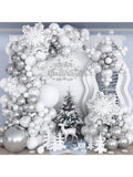 116PCS Winter Wonderland Balloon Arch Kit White & Silver Party Decor