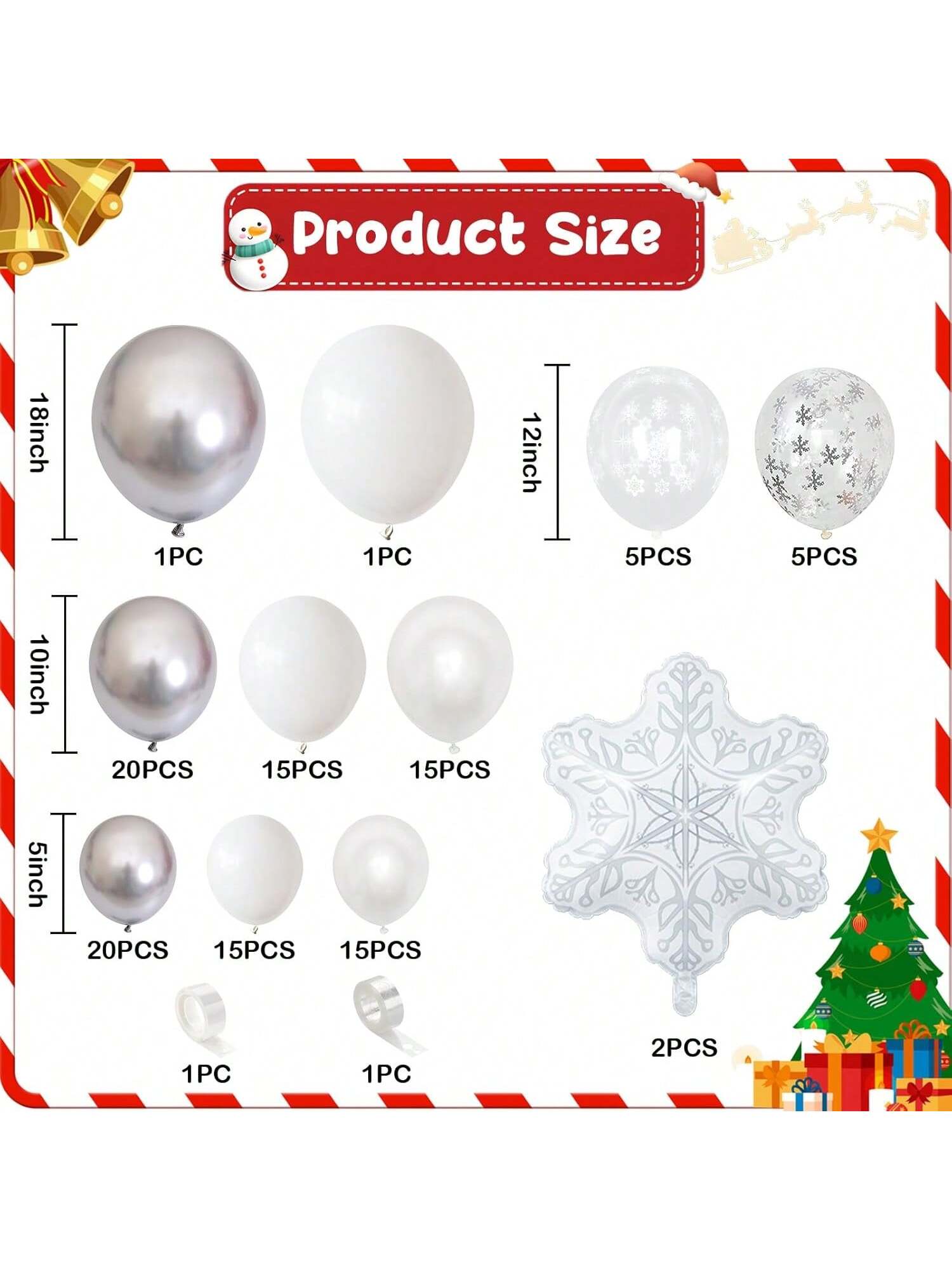 116PCS Winter Wonderland Balloon Arch Kit White & Silver Party Decor