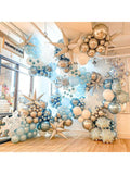 178pcs Winter Wonderland Balloon Arch Kit with Blue Silver White Balloons