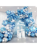 178pcs Winter Wonderland Balloon Arch Kit with Blue Silver White Balloons