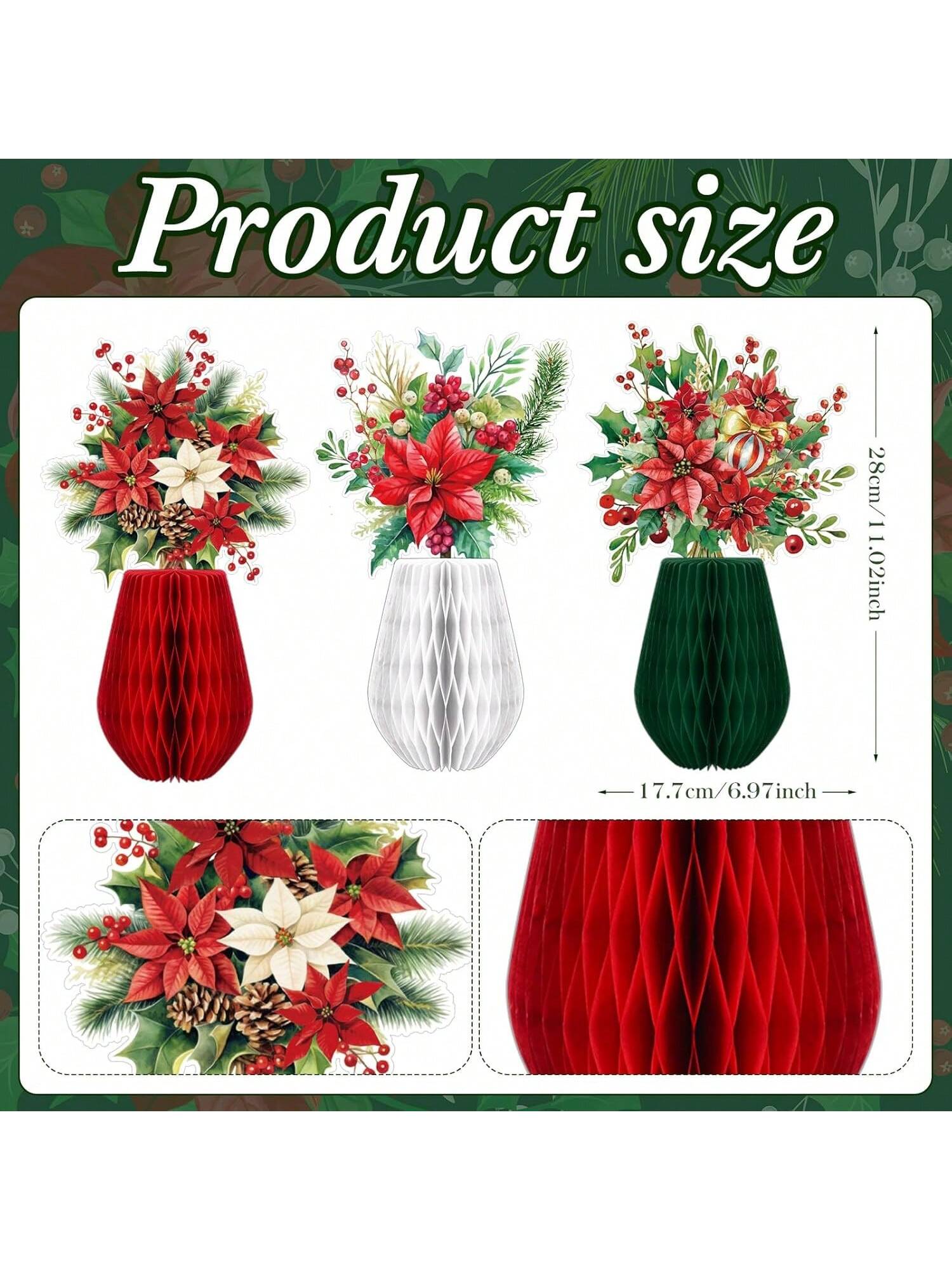 9PCS Red Poinsettia Table Centerpieces for Holiday & Party Decor