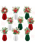 9PCS Red Poinsettia Table Centerpieces for Holiday & Party Decor