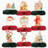 9-Piece Red and Green Christmas Honeycomb Centerpieces for Holiday or Party Decor