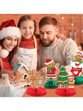 12-Piece Gingerbread Honeycomb Centerpieces for Christmas Table and Holiday Decor