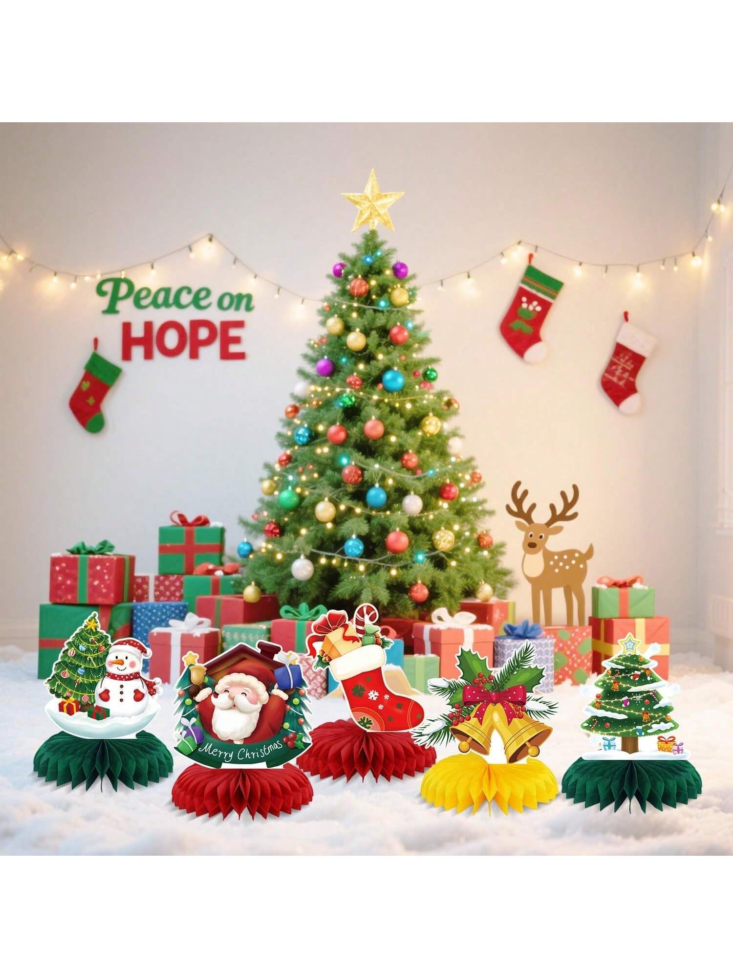 9-Piece Christmas Honeycomb Table Centerpieces for Holiday Party Decor