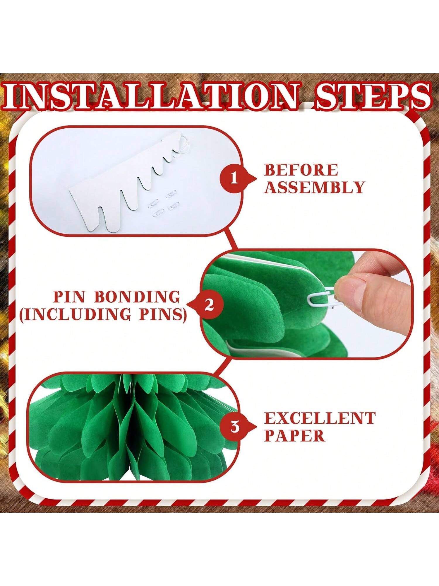 12 Pack 11.8" Christmas Honeycomb Paper Trees – Green & Red Tissue Paper Decorations, Saint Hat Ornaments, Holiday Party Supplies & Table Centerpieces -