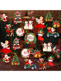 30-Piece Santa Claus Swirl Decorations Snowman and Elk Hanging Ornaments