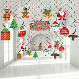 30PCS Christmas Swirl Ceiling Decorations with Santa, Snowman & Elk