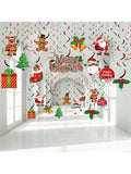 30PCS Christmas Swirl Ceiling Decorations with Santa, Snowman & Elk