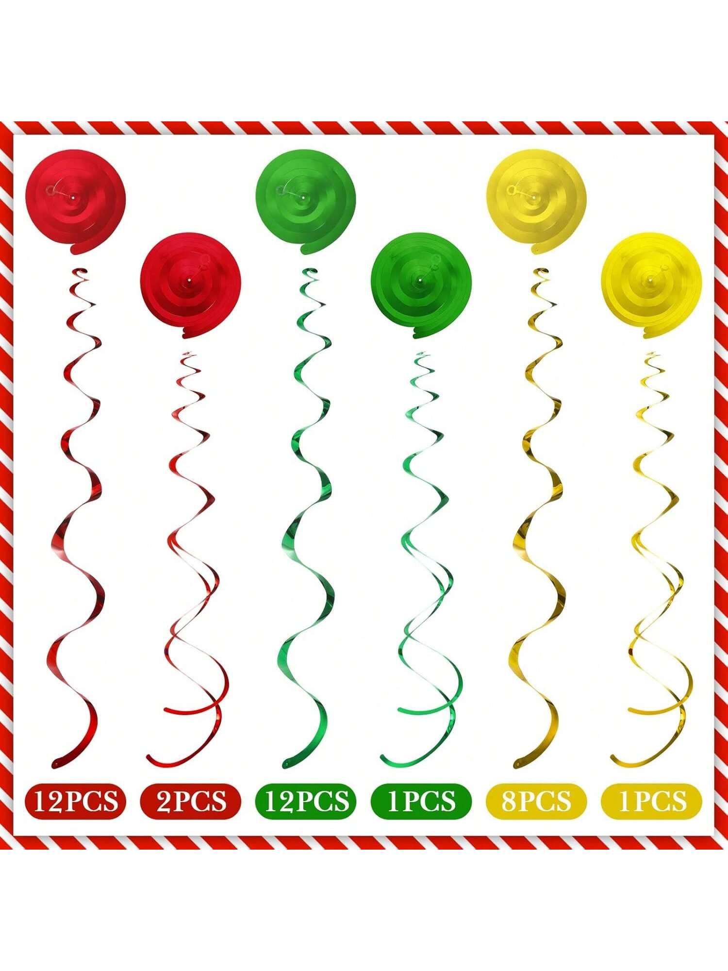 68-Piece Christmas Hanging Swirls Peppermint Candy Ceiling and Wall Decor