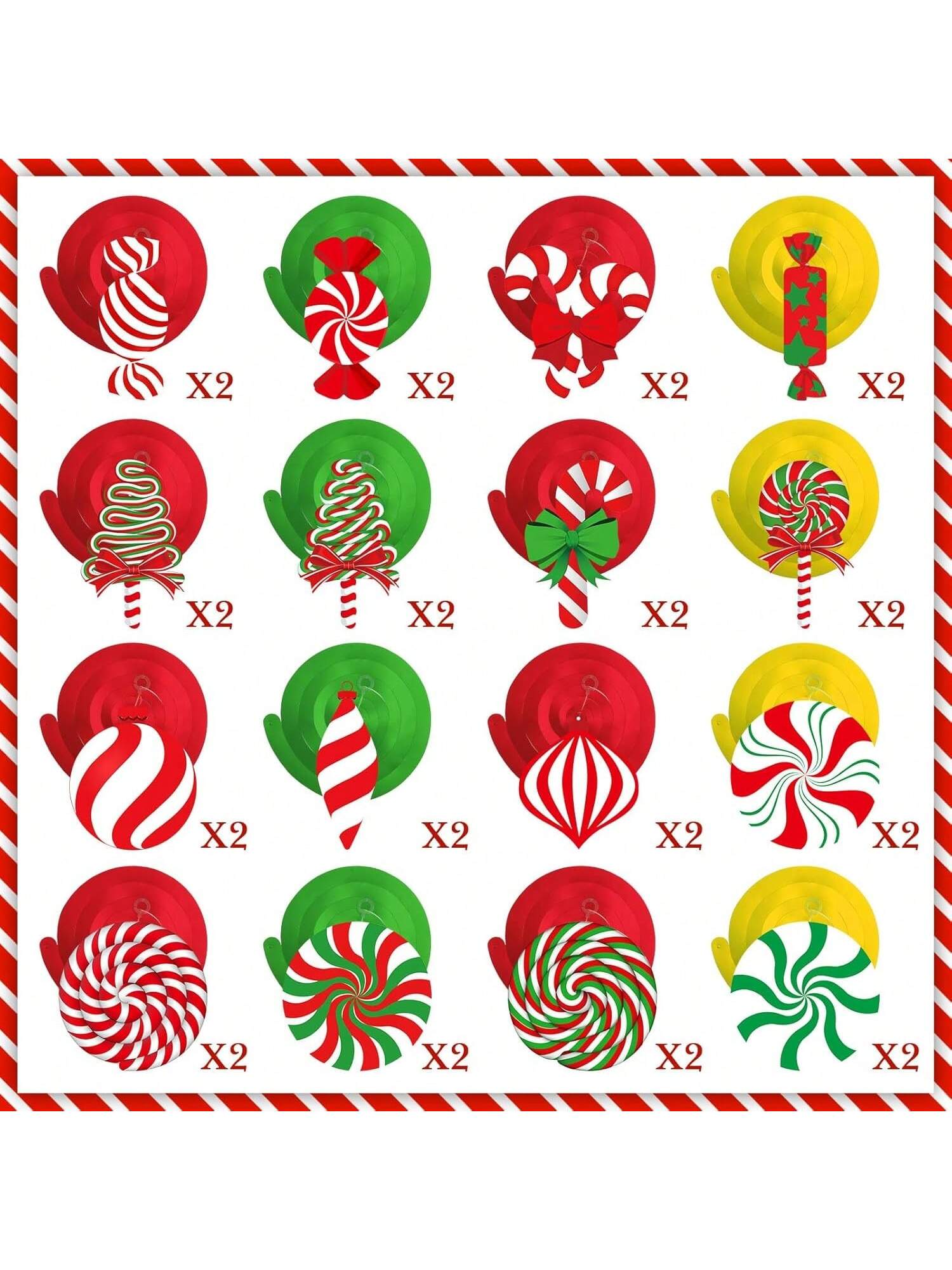 68-Piece Christmas Hanging Swirls Peppermint Candy Ceiling and Wall Decor