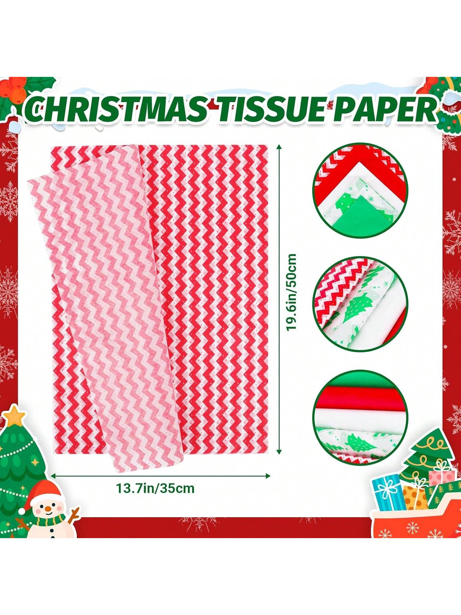 130 Sheet Christmas Tissue Paper Set 5 Festive Designs for Gifts and Crafts