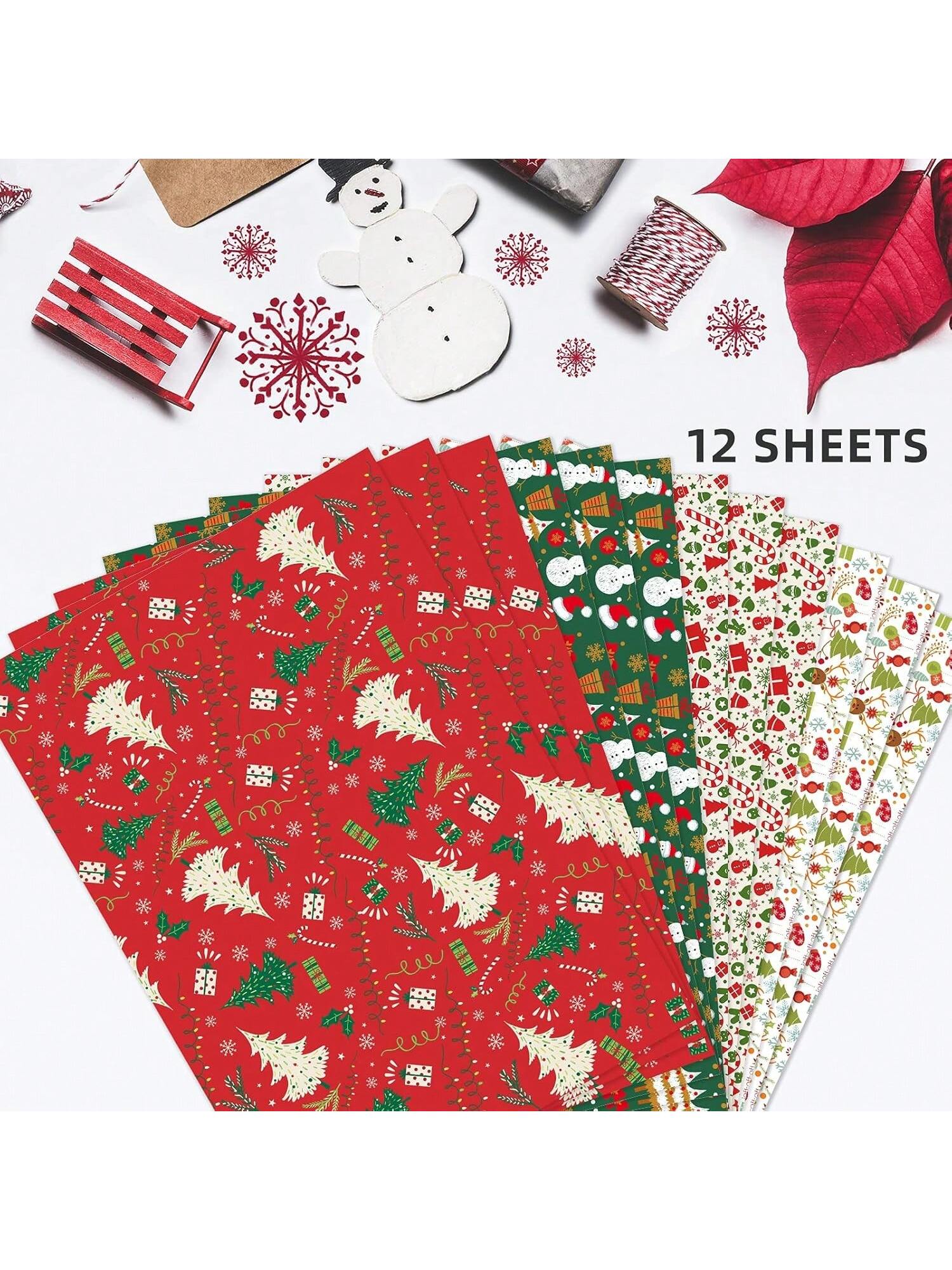Christmas Wrapping Paper 12 Sheets Snowmen Candy Canes 20x29 for Kids & Adults