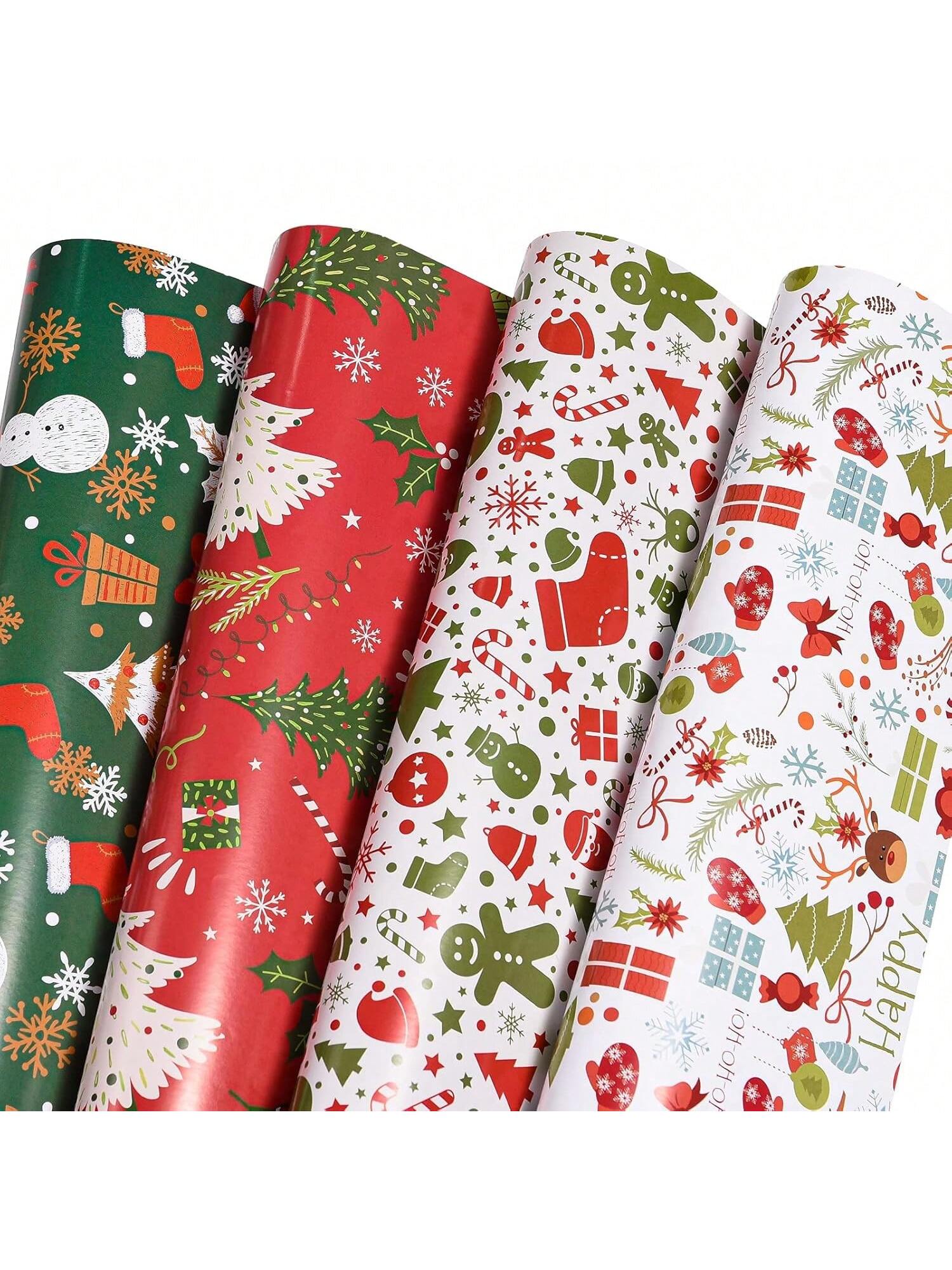Christmas Wrapping Paper 12 Sheets Snowmen Candy Canes 20x29 for Kids & Adults